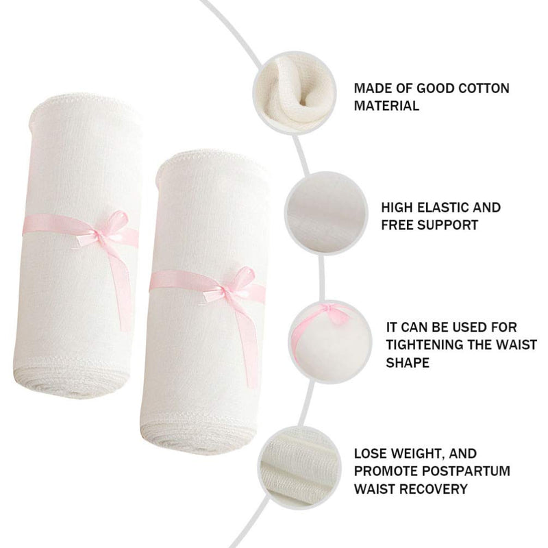 EXCEART 2 Rolls Postpartum Belly Band Gauze Cotton Breathable Maternity Pregnancy Recovery Belly Wrap for Women Girls Waist Slim Supply (White L ï¼‰ - BeesActive Australia