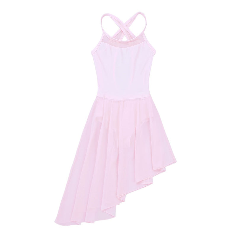 [AUSTRALIA] - iEFiEL Kids Big Girls Irregular Ballet Dress Skirt Contemporary Lyrical Ballroom Dance Leotard Costume Pink Chiffon 7 / 8 
