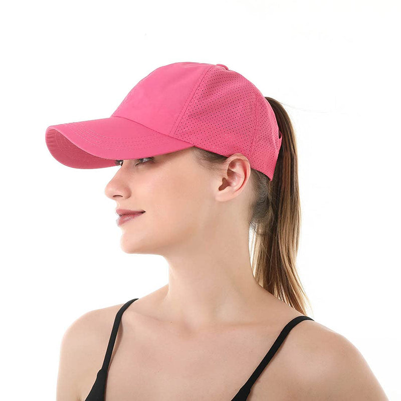 Cross Hat Womens Baseball Cap -Cross Ponytail Hat Baseball Cap One Size Red - BeesActive Australia
