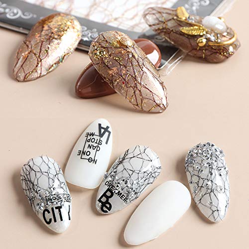 Valuu 3D Gold Silver Net Line Nail Decals Hollow Mesh Stickers DIY Manicure Net Strips Design Nail Art Decoration (A) A - BeesActive Australia