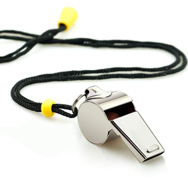 Hipat Whistle, 2 Pack Stainless Steel Sports Whistles with Lanyard, Loud Crisp Sound Whistles Great for Coaches, Referees, and Officials Silver(Stainless Steel) - BeesActive Australia