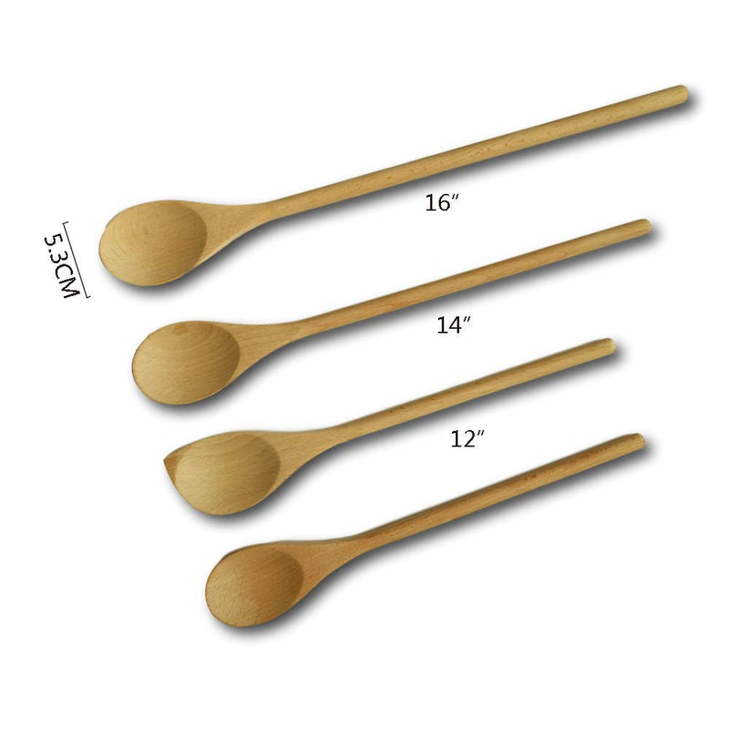 Kitchen Wooden cooking spoon Wooden Spoons Mixing Baking Serving Utensils 12 ，14and 16 inch - Set of 4 - BeesActive Australia