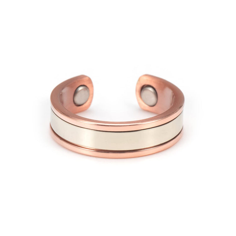 EnerMagiX Two Tone Rose Gold & Silver Copper Magnetic Ring, Pure Copper Ring for Women, Adjustable Open Ring, Gift for Mom & Wife - BeesActive Australia