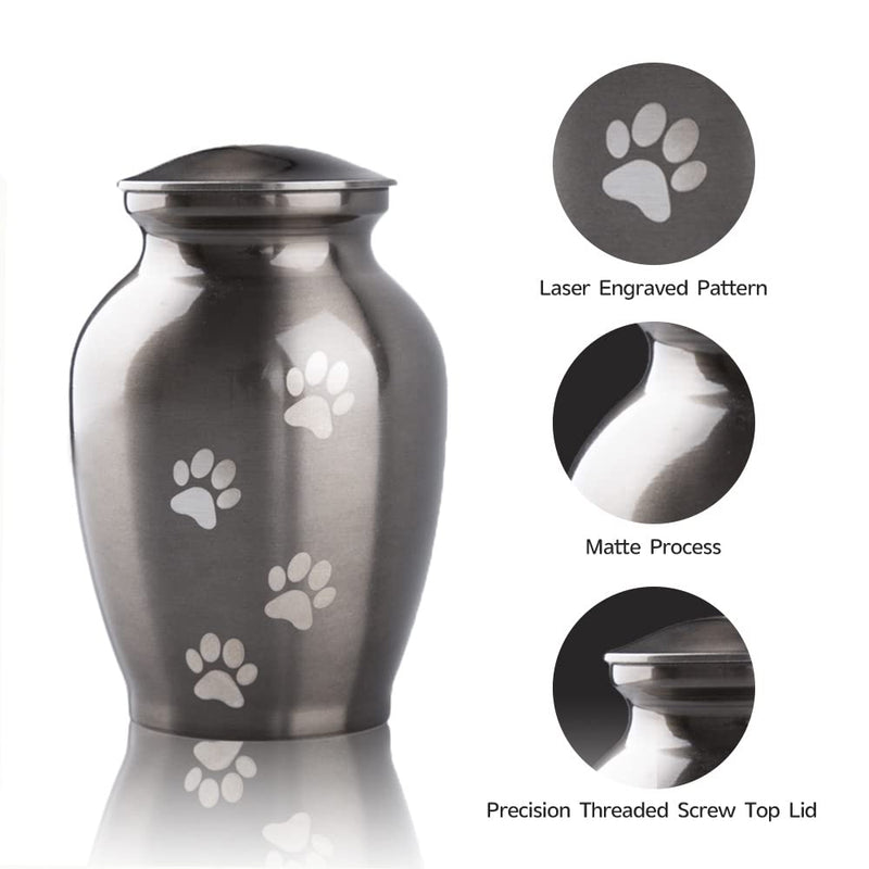 PCS Memorial Pet Cremation Urns for Dogs and Cats Ashes, Paws Engraved Pet Urn,Dog Keepsake Urns for Ashes S(0-45lbs) Silver,Vertical paw - BeesActive Australia
