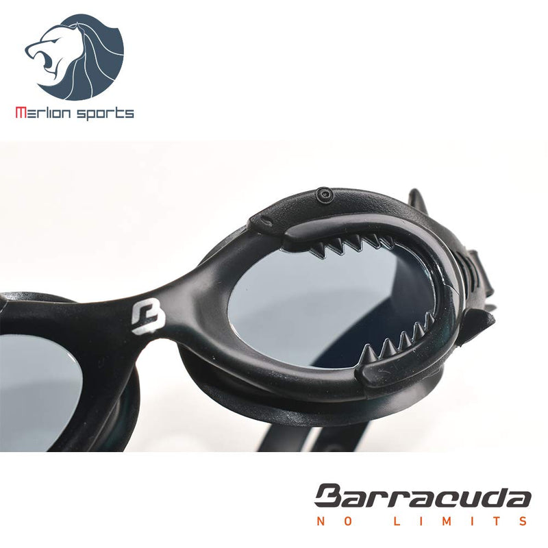 [AUSTRALIA] - Barracuda Junior Swim Goggle Shark - One-Piece Frame Soft Seals, Anti-Fog UV Protection, Easy Adjusting Comfortable Quick Fit No Leaking for Kids Children Ages 4-12 IE-13020 GRAY/BLACK 