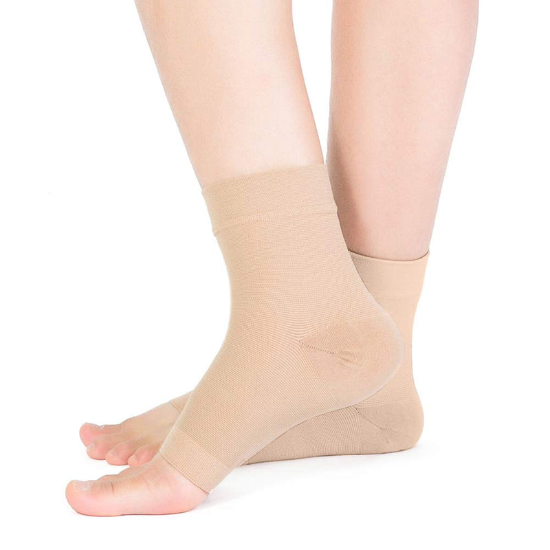 SPOTBRACE Medical Compression Breathable Ankle Brace, Elastic Thin Ankle Support, Pain Relief Ankle Sleeve for Unisex Ankle Swelling, Achilles Tendonitis, Plantar Fasciitis and Sprained - Nude,1 Pair Skin Large (1 Pair) - BeesActive Australia