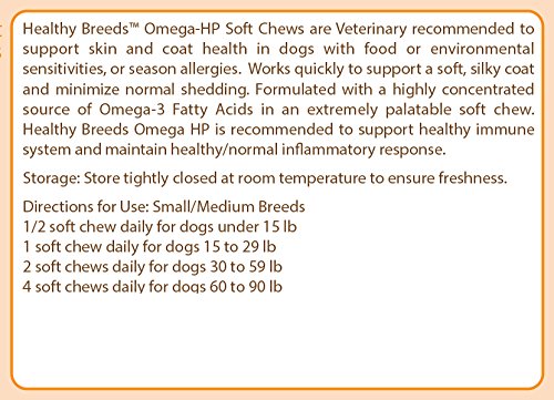 Healthy Breeds Omega HP Fish Oil Skin & Coat Supplement Soft Chews - Over 200 Breeds - Vet Recommended Formula Based on Breed - Helps Reduce Shedding 60 Ct - Small/Medium Breeds Pomeranian - BeesActive Australia