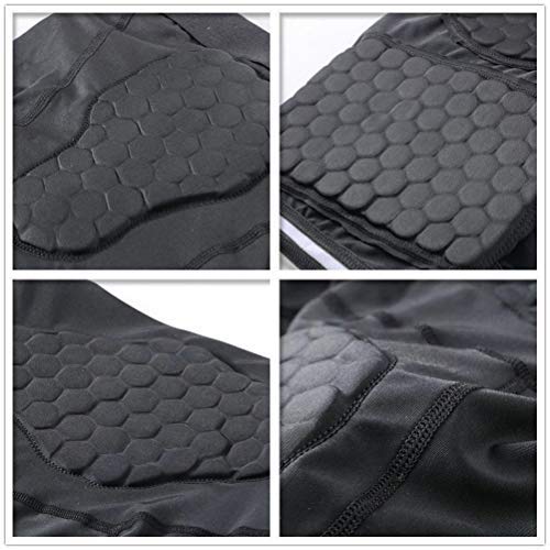 DGXINJUN Men Padded Compression Short Sports Shorts Protective Thigh Hip Protector Pads Support for Adult Football Basketball Paintball Rugby Training Cycling (Size M) - BeesActive Australia