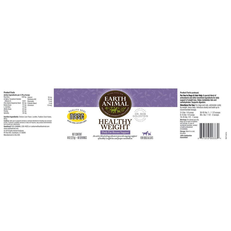 Earth Animal Healthy Weight Nutritional Supplement for Dogs & Cats, 8 oz – Made in the USA with Natural Ingredients - BeesActive Australia
