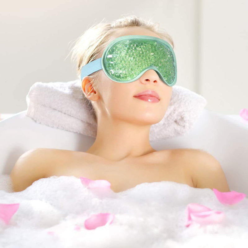 TEEROVA Cooling Eye Mask with Gel Bead - Reusable Gel Eye Mask for Dark Circles, Puffy Eyes, Dry Eyes, Headaches, Migraines, Sinus (Green) - BeesActive Australia