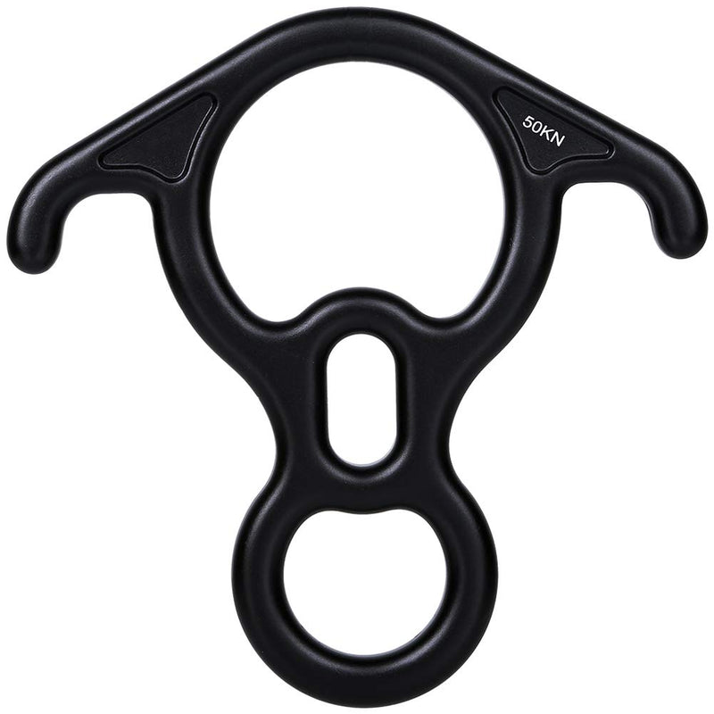 50KN Rescue Figure, 8 Descender Large Bent-Ear Belaying and Rappelling Gear Belay Device Climbing for Rock Climbing Peak Rescue 7075 Aluminum Alloy Black - BeesActive Australia