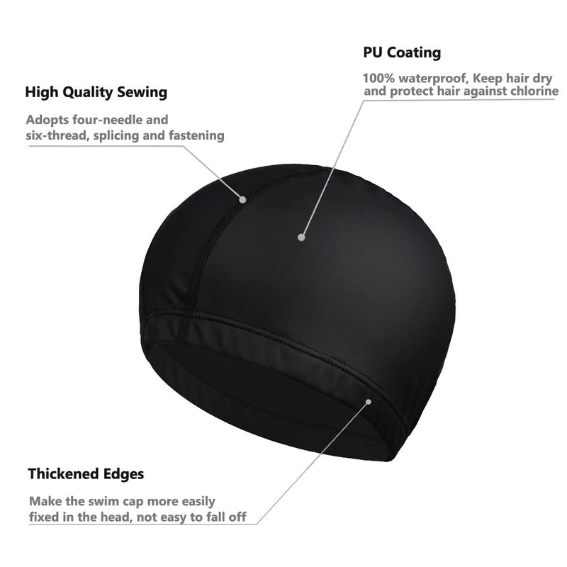ENASGLOO 5-Pack Men Women PU Waterproof Fabric Swimming Cap Elasticity Bathing Cap for Adult - BeesActive Australia