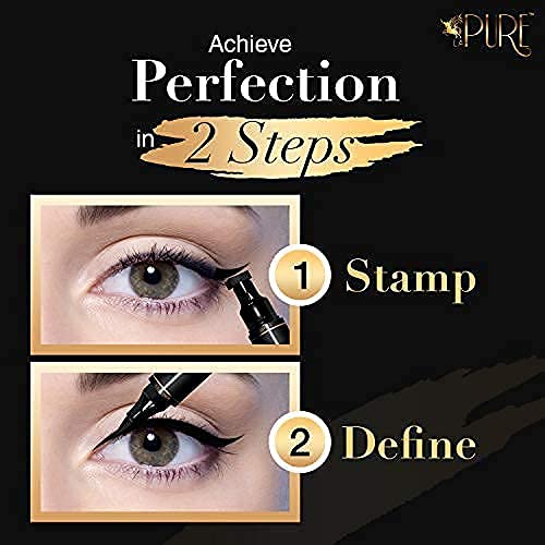 LA PURE Waterproof Eyeliner Stamp - 2 Wingliner Black Make Up Pens, Vamp Style Wing, Smudgeproof & Sweatproof, Perfect Cat Eye Look, Winged Long Lasting Liquid Eye Liner Pen, Eyeshadow, No Dipping… 10 mm - BeesActive Australia