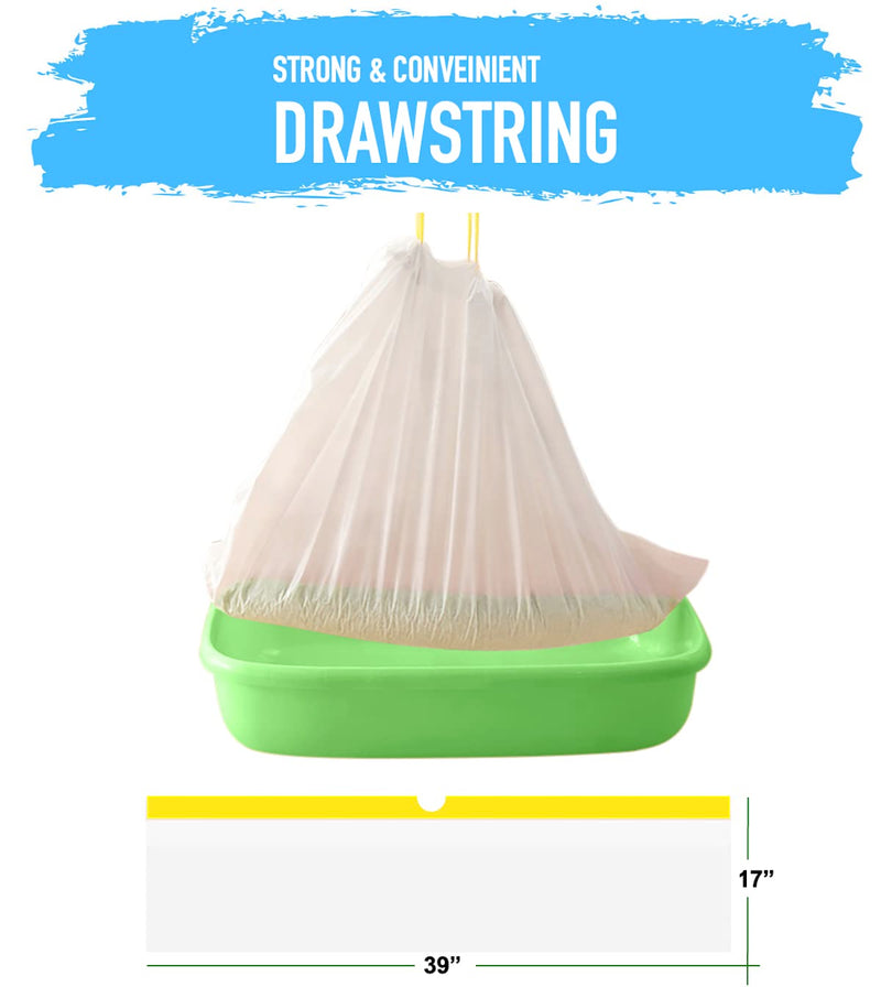 Cat Litter Box Liners Drawstring XL (30 Bags) 39" x 17" Super Jumbo Scratch Resistant Extra Heavy 2 Mil Litter Tray Cat Box Liner Bags (30 Count) Large - BeesActive Australia