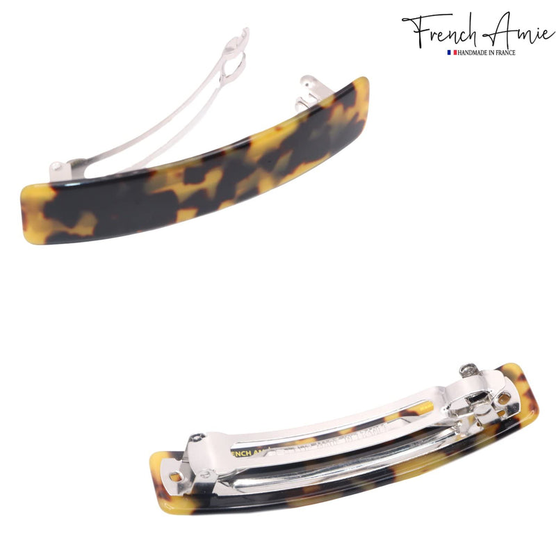 French Amie Oblong Handmade 3.5" Celluloid No Slip Hair Clip Barrette for Women, Made in France (Tokyo Shell) Tokyo Shell - BeesActive Australia
