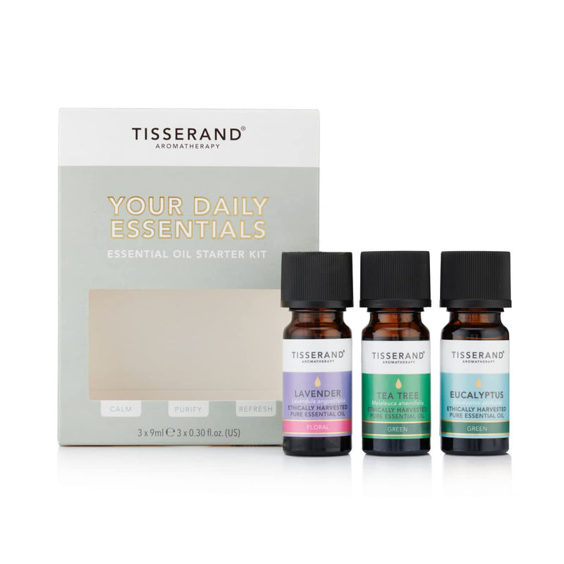 Tisserand Aromatherapy - Your Daily Essentials Kit - Lavender, Tea Tree and Eucalyptus - 100% Natural Pure Essential Oils - 3x10ml - BeesActive Australia