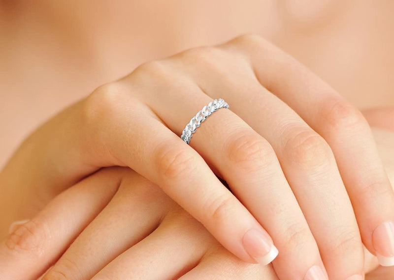 Miabella 925 Sterling Silver Italian 4mm Cuban Link Band Ring for Women Teens Girls Made in Italy 5 - BeesActive Australia