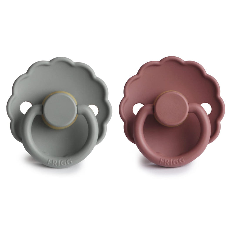 FRIGG Daisy Natural Rubber Baby Pacifier | Made in Denmark | BPA-Free (Woodchuck/French Gray, 6-18 Months) 2-Pack - BeesActive Australia