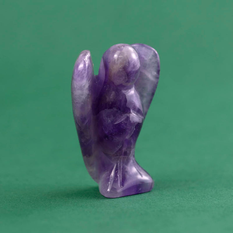 Ouubuuy Natural Amethyst Crystal Angel Pocket Guardian Angel Figurines Gift for Reiki Healing 1.5� - BeesActive Australia