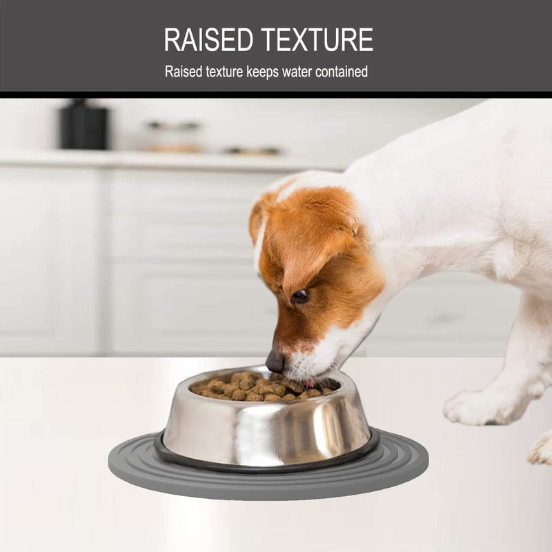 Metopets 2 Pack Silicone Pet Feeding Mat for Dog and Cat, Non-Slip Placemat Tray to Prevent Food and Water Bowl Messes on Floor, Easy Clean Dish Mat for Medium and Small Pet Grey - BeesActive Australia
