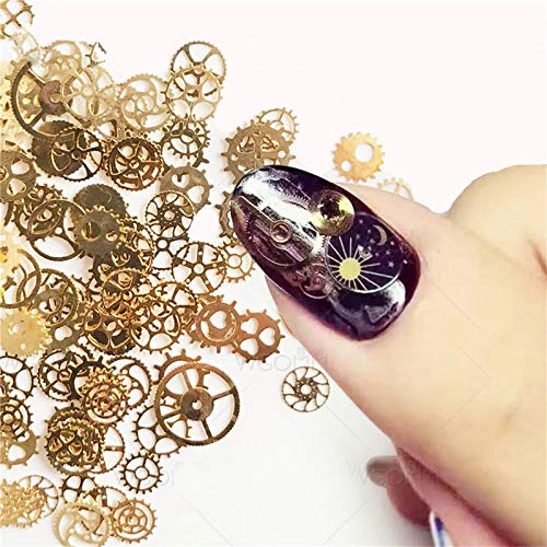 ORIONE 1 Pack Watch Gear Punk Steampunk Nail Decorations Ultra Thin Wheel Gear 3D Nail Decoration Steam Punk Metal Nail Art Decoration - BeesActive Australia