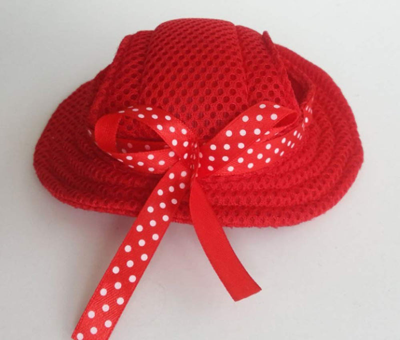 BBEART Pet Cap, Round Hat Fashion Dog Canvas Princess Hat Baseball Adjustable Chin Strap Sun Protection Visor for Puppy Dog S Red - BeesActive Australia