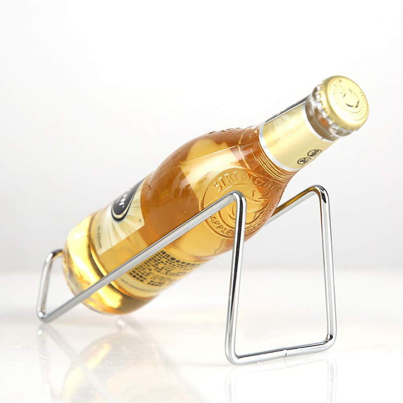 Metal Wine Rack Freestanding -Tabletop Wine Rack Holder - Countertop Wine Bottle Holder - Geometric Design for Table Top Wine Bottle Storage Rack,Perfect Wine Holder Stand (Silvery) 1 Silver - BeesActive Australia