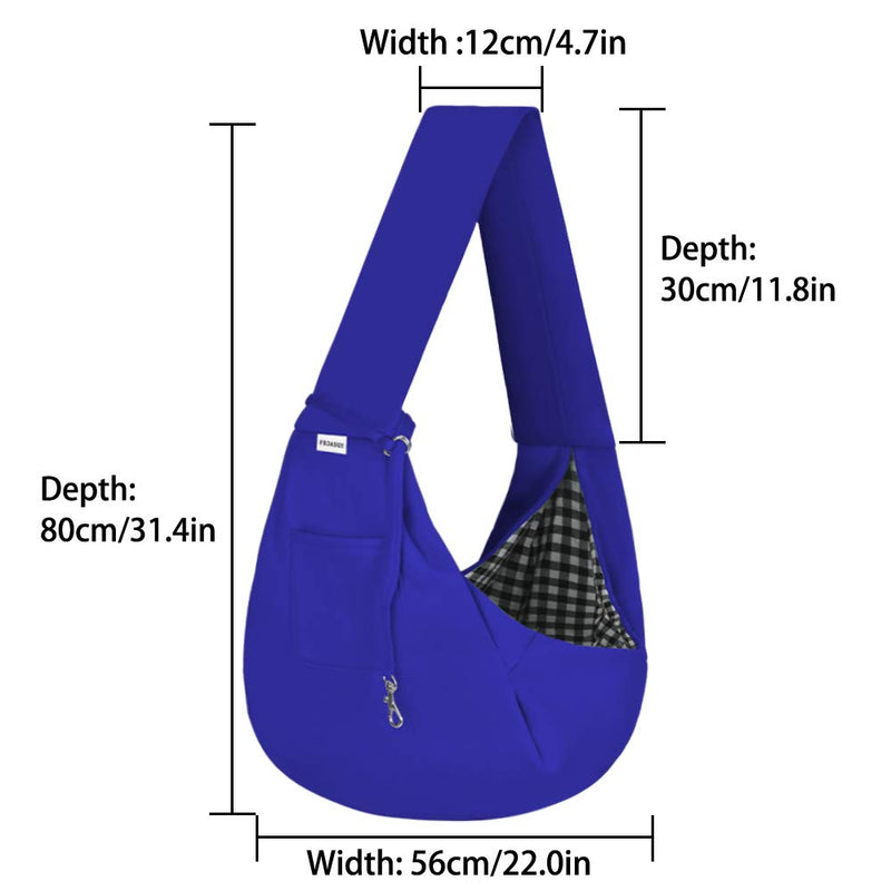 FDJASGY Pet Sling Carrier for Small Dog Reversible and Hands-Free Dog Bag with Adjustable Strap and Pocket for Outdoor Travel 1 Count (Pack of 1) Blue(Unadjustable) - BeesActive Australia