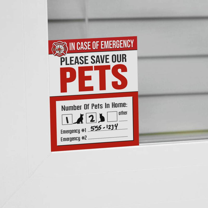 IT'S A SKIN Pet Rescue Sticker Fire Safety - Window Sticker - Save Our Pets Emergency Pet Window Decal - Dog Cat Pet Durable Laminate 4x5-4 Pack - BeesActive Australia