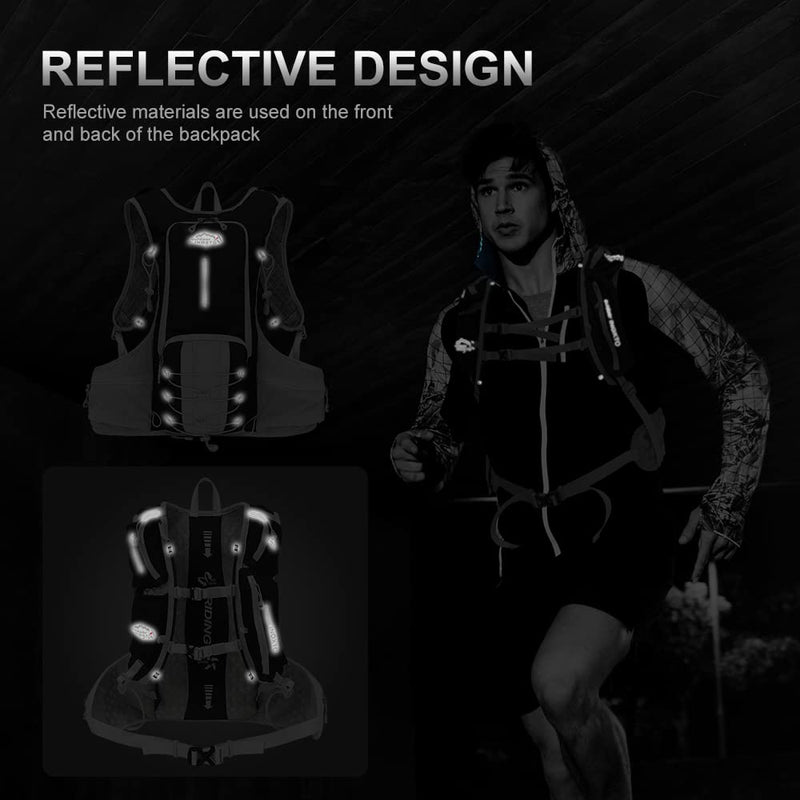 INOXTO Hydration Pack Backpack ，Water Backpack with 2L Leakproof Water Bladder, Running Hydration Vest for Man, Daypack for Cycling Motocross Climbing Trail Running Gray - BeesActive Australia