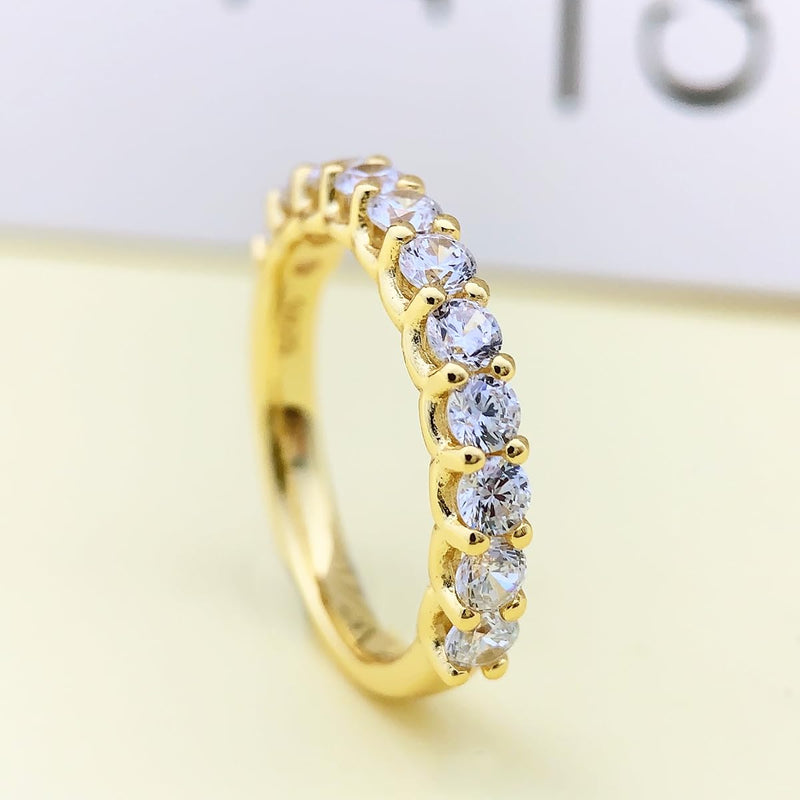 CGSRING 3mm Moissanite Wedding Band, Eternity Rings for Women, Womens Band Ring, Stackable Rings Gold 8.5 - BeesActive Australia