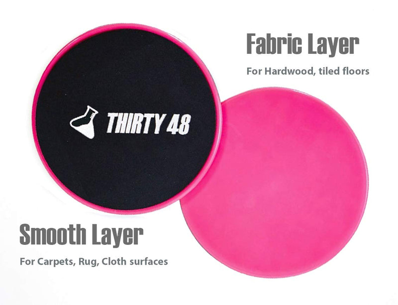 Thirty48 Gliding Discs Core Sliders and 5 Exercise Resistance Bands | Strength, Stability, and Crossfit Training for Home, Gym, Travel | User Guide & Carry Bag Pink - BeesActive Australia