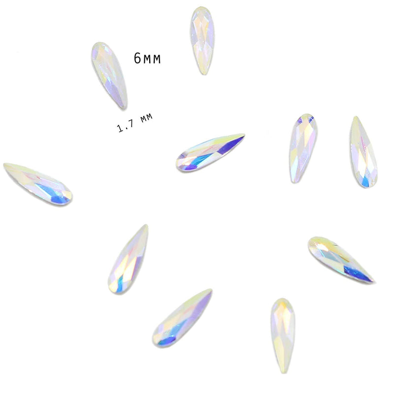 Swarovski Crystals 2304 Raindrop (Crystal AB)- 6x1.7mm Flatbacks No-Hotfix Rhinestones 10 pieces - BeesActive Australia