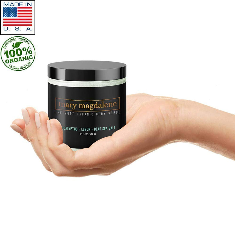 Mary Magdalene Eucalyptus, Lemon, & Dead Sea Salt Body Scrub - 100% Natural, Moisturizing, Sweet Smelling & Organic – 8.4 Fl Oz Premium Exfoliating Body Scrub For Men & Women - BeesActive Australia