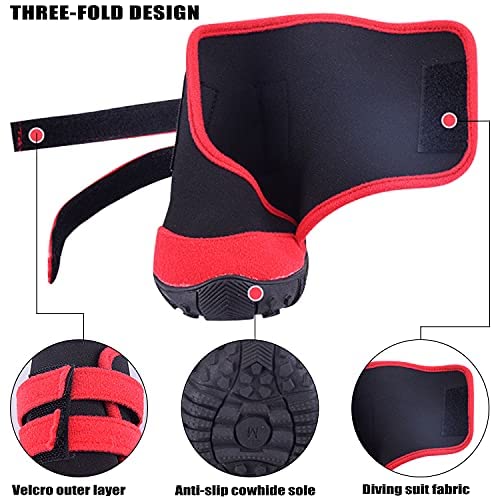 payanwin Dog Boots, Slip Resistant Waterproof 4pcs Dog Puppy Shoes for Small Medium Large Dogs with Adjustable Fastener Strap, Protect Pet Paws Easy to Wear (Red and Black) XL - BeesActive Australia