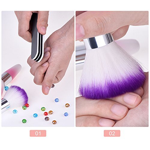 eBoot 2 Pieces Soft Nail Art Dust Remover Powder Brush Cleaner for Acrylic and Makeup Powder Blush Brushes (Pink, Purple) Pink, Purple - BeesActive Australia