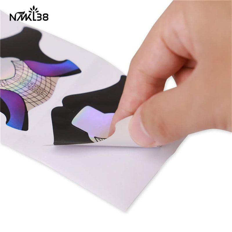 NMKL38 100pcs Goldfish-shaped Nail Forms Acrylic Nail/UV GEL Nail Extention Tips Form Guide Sticker T1 - BeesActive Australia