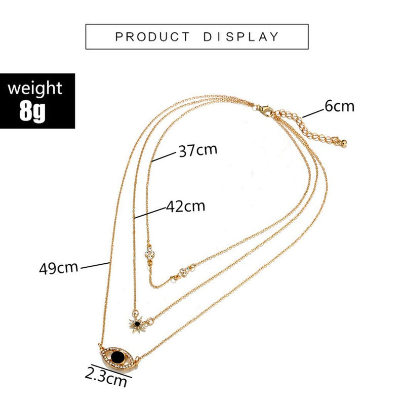 Adflyco Boho Layered Evil Eyes Choker Necklaces Gold Crystal Star Pendant Necklace Chain Jewelry Adjustable for Women and Girls - BeesActive Australia