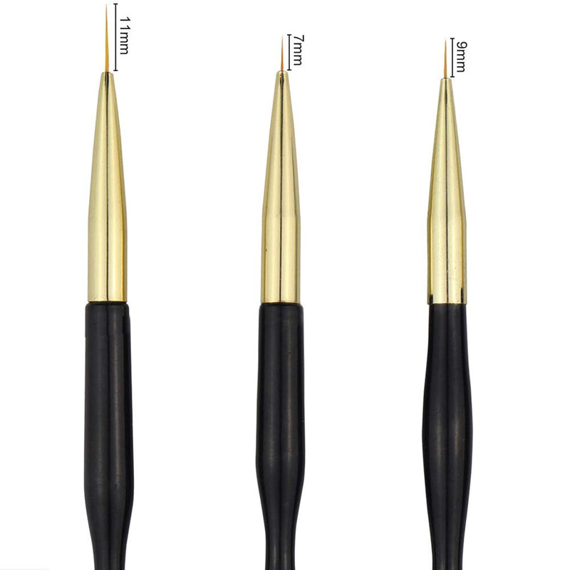3 pcs Double-ended brushes, Nail Art Brushes, Nail Art Brushes Set, Nail Liner Ombre Brush, Nail Painting Design Pen Brushes for every nail art enthusiast and the professional salon and family - BeesActive Australia