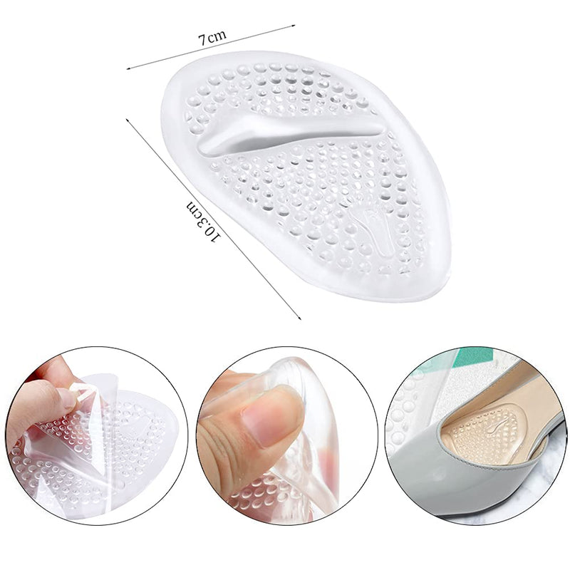 nuoshen 2 Pairs Gel Insoles Women, Metatarsal Gel Cushion Foot Pain Relief Pads Ball Foot Gel Pads Cushions (Transparent) - BeesActive Australia