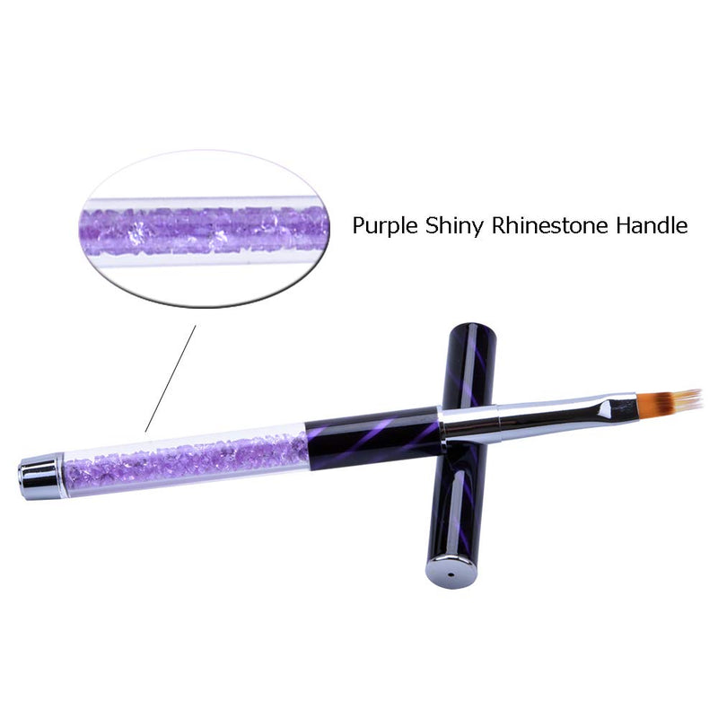 Ycyan 1Pcs UV Gel Nail Ombre Brush Rhinestone Handle Nylon Hair Professional Nail Art Tools Purple - BeesActive Australia