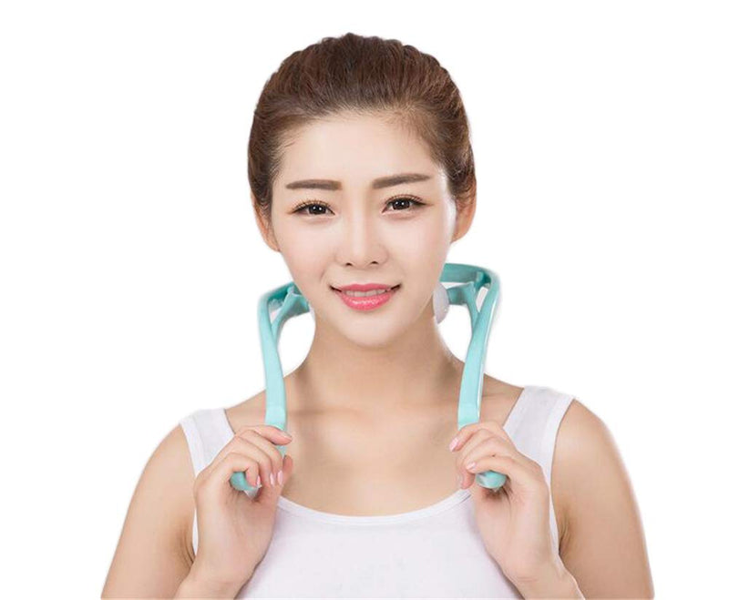 Neck Manual Massager, Portable Handheld Manual Neck Shoulder Massage Tool, Shiatsu Deep Tissue Pressure Trigger Point Neck Pain Relief Massage Roller Muscle Relaxation Massager for Home Office (Pink) Pink - BeesActive Australia