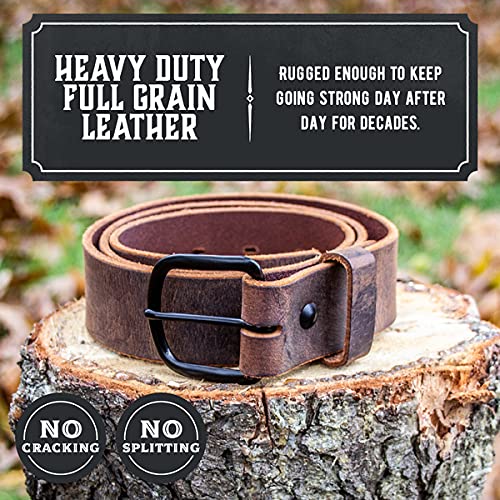 The Bootlegger Leather Belt | Made in USA | Full Grain Leather | Mens Belt Bootlegger Brown - Black Buckle Size 34 (Fits Size 32 Pants) - BeesActive Australia