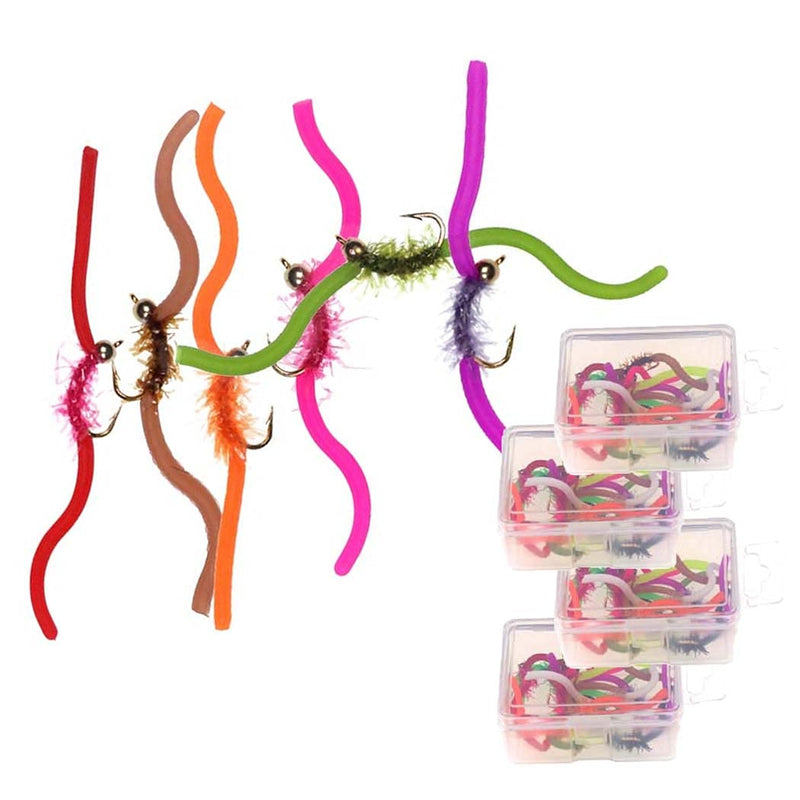 OutdoorFishing Trout Fly Assortment - San Juan Worm Power Bead 1 Dozen Wet Nymph Fly Fishing Flies -20-50Pcs 50Pieces Lot - BeesActive Australia