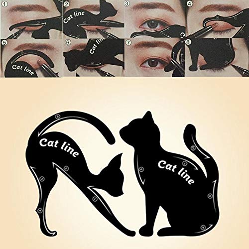 Eye Makeup Tool Kit for Women Cat Eyeliner Stencil / 24 Shapes Eyebrow Stencil/Eyebrow Trimmer Scissors With Comb Hair Remover Beauty Tools - BeesActive Australia