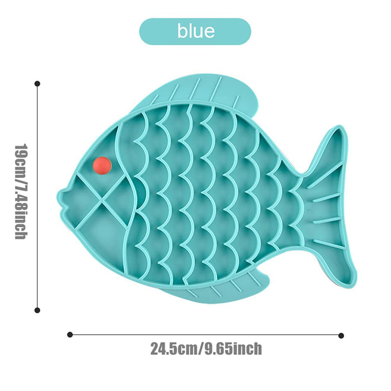 Cat Feeders Slow Feeder Cat Bowl, Fish Shape Silicone Puzzle Feeder Kitten Bowl Fun Interactive Feeder Bowl Preventing Pet Feeder Anti-gulping Healthy Eating Diet Cat Bowls，Cat &Dog Anxiety Relief blue - BeesActive Australia