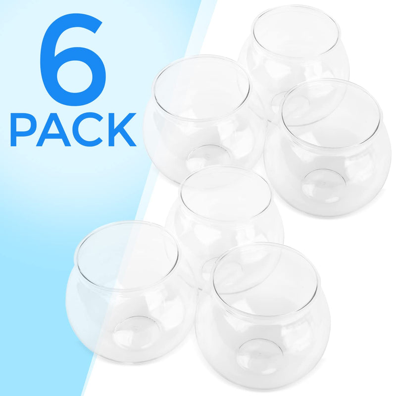 [6 Pack] 27 Ounce Largest Mini Plastic Fish Bowls for Decoration - Fun Sized Plastic Fish Bowls for Drinks to Start the Party - Clear Plastic Vase for Stunning Centerpieces - Plastic Fish Bowl Set - BeesActive Australia
