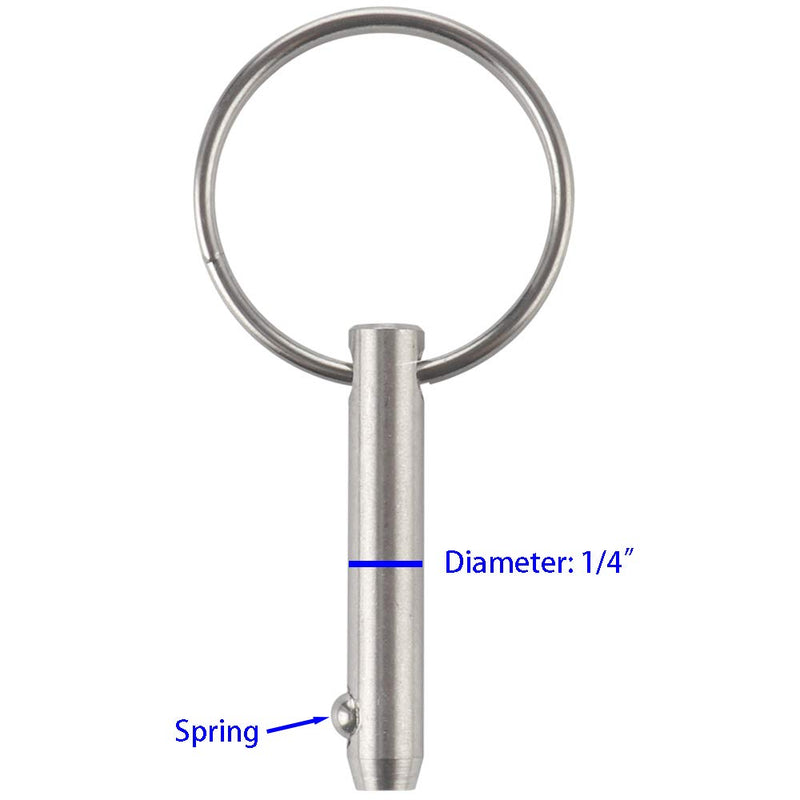 [AUSTRALIA] - VTurboWay 2 Pcs Quick Release Pin 1/4" Diameter, Usable Length 1", Full 316 Stainless Steel, Bimini Top Pin, Marine Hardware, All Parts are Made of 316 Stainless Steel 