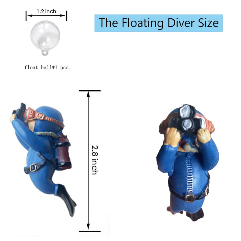 onesimcr Floating Fish Tank Decorations，Aquarium Decorations, Lovely Diver Fish Tank Decorations, Floating Device Fish Tank Accessories，Suitable for All Kinds of Fish Tanks - BeesActive Australia