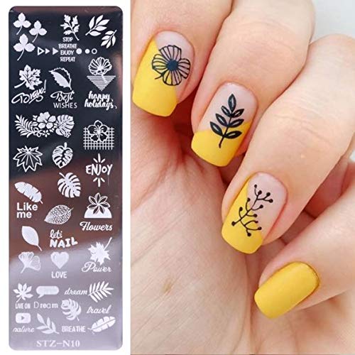 Newest Nail Stamping Plates Kit Sets 6pcs Nail Art Stamp Templates Image Plate Free Stamper & Scraper Nail Art Tools (Flower Series) Flower Series - BeesActive Australia